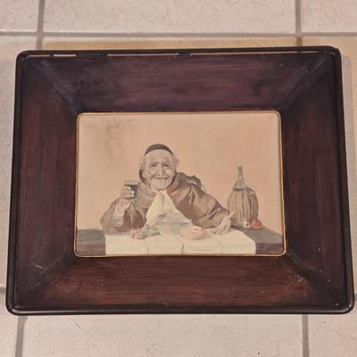LOT 510B: Monk with a Glass of Wine aka The Drunk Monk Framed Artwork