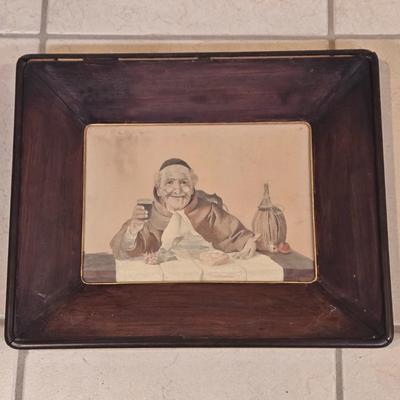 LOT 510B: Monk with a Glass of Wine aka The Drunk Monk Framed Artwork