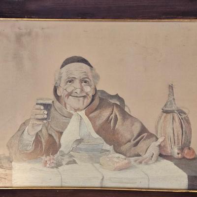 LOT 510B: Monk with a Glass of Wine aka The Drunk Monk Framed Artwork