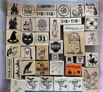 Rubber Stamp Spooky Halloween 39 Piece Lot