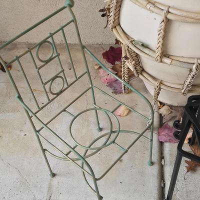 LOT 561O: Variety of Planter Pots, Plant Stands, and Cast Iron Lattice Basket Planters