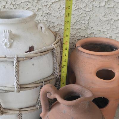 LOT 561O: Variety of Planter Pots, Plant Stands, and Cast Iron Lattice Basket Planters