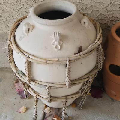 LOT 561O: Variety of Planter Pots, Plant Stands, and Cast Iron Lattice Basket Planters