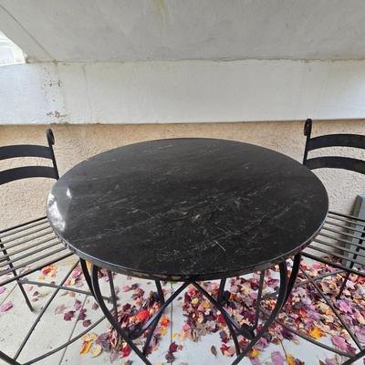 LOT 564O: Outdoor Bistro Set with Marble Table top