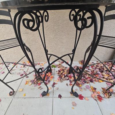 LOT 564O: Outdoor Bistro Set with Marble Table top