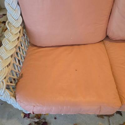 LOT 565O: Wicker Couch and Chair with Cushions