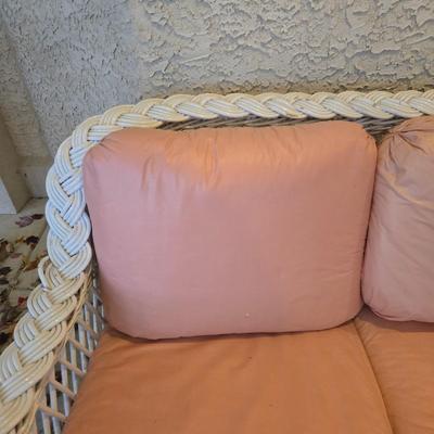 LOT 565O: Wicker Couch and Chair with Cushions