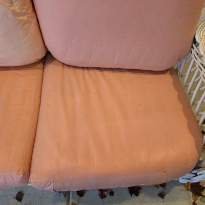 LOT 565O: Wicker Couch and Chair with Cushions