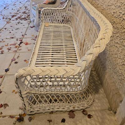 LOT 565O: Wicker Couch and Chair with Cushions