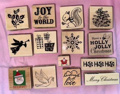 Recollections Rubber Stamp 14 Piece Christmas Lot