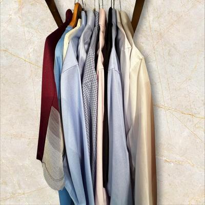 Sale Photo Thumbnail #429: Lot of Mens (Mainly) Long Sleeve Dress Shirts - brands and sizes shown in photos - most have dry clean tag attached. Clean and in great condition and ready to wear!