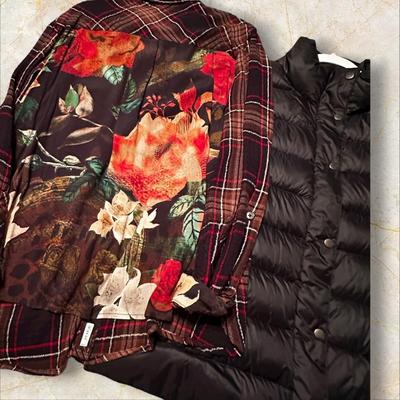 Sale Photo Thumbnail #384: Eddie Bauer Black Puffer Vest XL & Plaid Shirt 1X - great condition