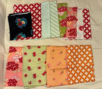 Strawberries Flowers and Patterned Quilting Fabric