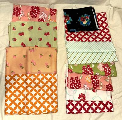 Strawberries Flowers and Patterned Quilting Fabric