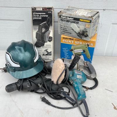 LOT 521G: Collection of Power Tools + Eagles Hard Hat