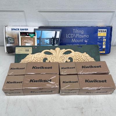 LOT 522G: New in Package Hardware - Lock Sets, TV Mount and More
