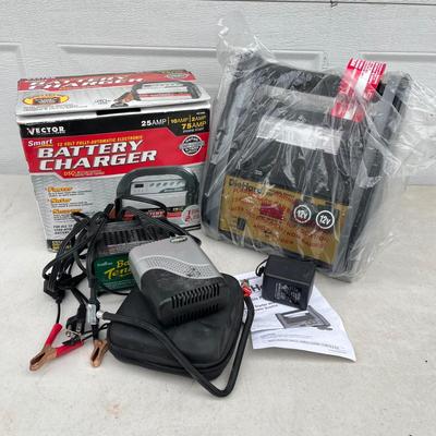 LOT 523G: Automotive Tools - Battery Chargers, Air Compressor