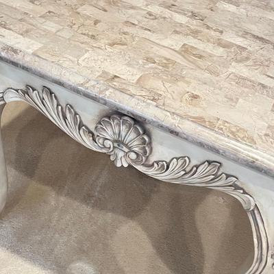 LOT 528L: Square Stone Top Side Table