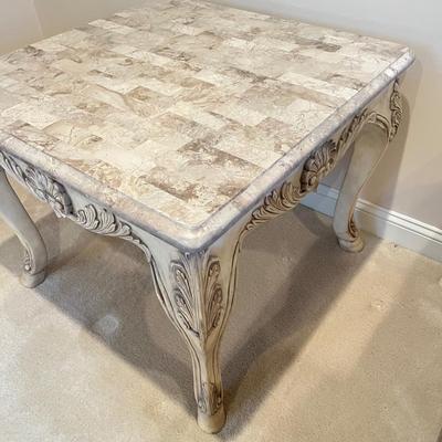 LOT 528L: Square Stone Top Side Table