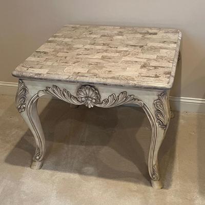 LOT 528L: Square Stone Top Side Table