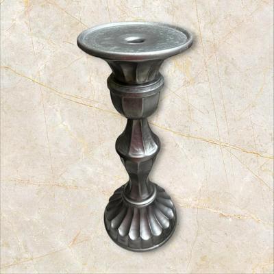 Sale Photo Thumbnail #484: Silver Candle Holder with Candle from Pottery Barn total height 23"