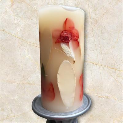 Sale Photo Thumbnail #482: Silver Candle Holder with Candle from Pottery Barn total height 23"