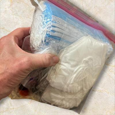 Sale Photo Thumbnail #522: Stuffed Gallon Bag of Face Masks, Cloth & Disposable