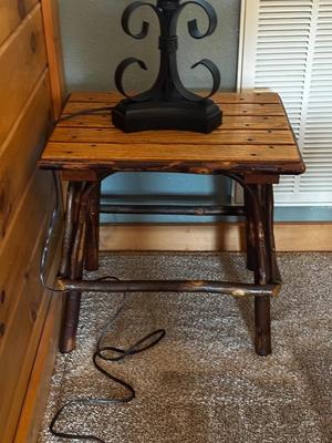 Sale Photo Thumbnail #685: *Wood End / Side Table with Log Legs
Height 18"
Width 18"
Depth 14"