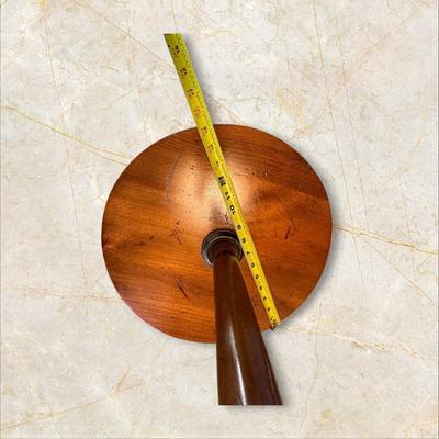 Sale Photo Thumbnail #539: Tall Wooden Lamp with Round Table & Leather Look Shade
Table Diameter 16"
Height 53"