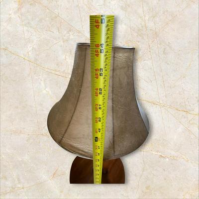 Sale Photo Thumbnail #540: Tall Wooden Lamp with Round Table & Leather Look Shade
Table Diameter 16"
Height 53"