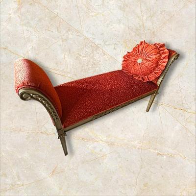 Sale Photo Thumbnail #568: Fabric Covered Bench with Arms
M'Ments:
Width 57" 
Height 32"
Depth 21"