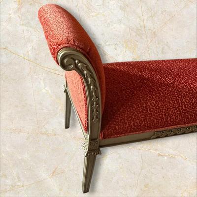 Sale Photo Thumbnail #570: Fabric Covered Bench with Arms
M'Ments:
Width 57" 
Height 32"
Depth 21"