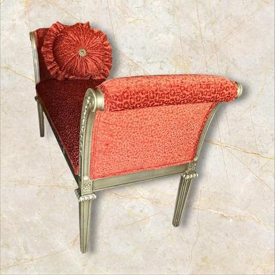 Sale Photo Thumbnail #574: Fabric Covered Bench with Arms
M'Ments:
Width 57" 
Height 32"
Depth 21"