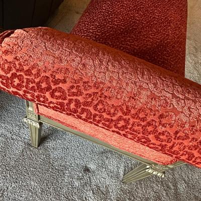 Sale Photo Thumbnail #562: Fabric Covered Bench with Arms
M'Ments:
Width 57" 
Height 32"
Depth 21"