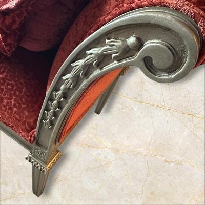 Sale Photo Thumbnail #572: Fabric Covered Bench with Arms
M'Ments:
Width 57" 
Height 32"
Depth 21"