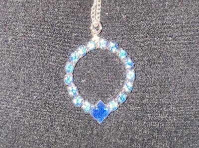 Blue Rhinestone Pendant on Sterling Chain