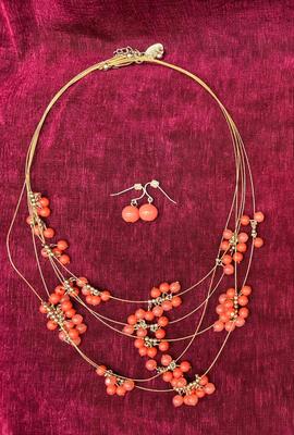 4 Piece Lot - 2 Sets of Beaded Necklaces & Matching Earrings