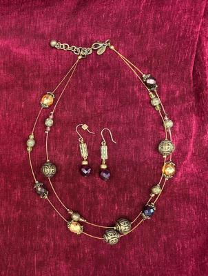 4 Piece Lot - 2 Sets of Beaded Necklaces & Matching Earrings