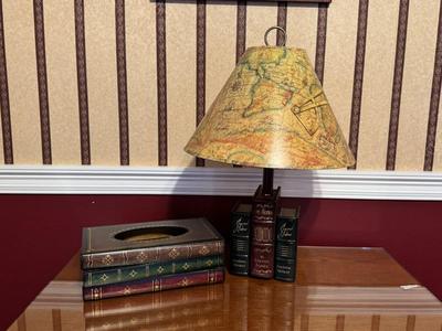 Book Themed Lamp and Tissue Box