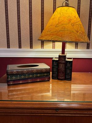 Book Themed Lamp and Tissue Box