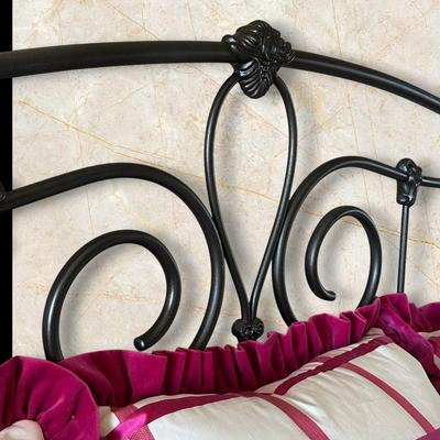 Sale Photo Thumbnail #598: Metal King Bed Frame w Headboard and Footboard (bedding listed separately)