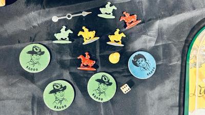 LITTLE HUNTER PINBALL GAME, SQUARE IT, AND CAST IRON COWBOY PEICES