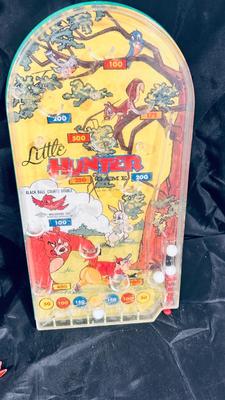 LITTLE HUNTER PINBALL GAME, SQUARE IT, AND CAST IRON COWBOY PEICES