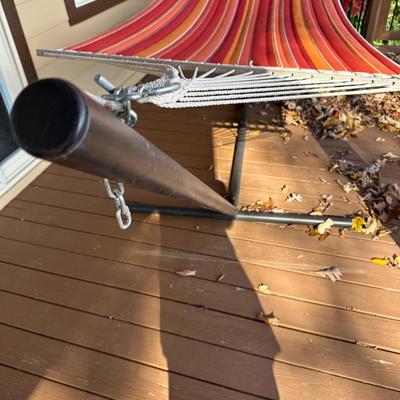 Sale Photo Thumbnail #634: Hammock with Metal Frame
Has been kept on a covered outdoor porch, great condition. Heavy frame.