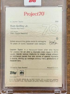 Sale Photo Thumbnail #6: Topps Project 70 Baseball Collectible: Ken Griffey, Jr. "My Oh My" - The Kid Seattle Mariners in a sealed plastic case.