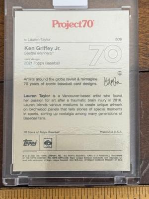 Sale Photo Thumbnail #5: Topps Project 70 Baseball Collectible: Ken Griffey, Jr. "My Oh My" - The Kid Seattle Mariners in a sealed plastic case.