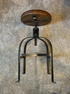 Sale Photo Thumbnail #676: Heavy Metal and Wood Swivel Stool