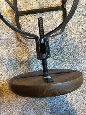 Sale Photo Thumbnail #677: Heavy Metal and Wood Swivel Stool