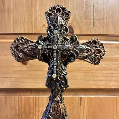 Sale Photo Thumbnail #736: Cross Religious Tabletop Decor 16" tall
