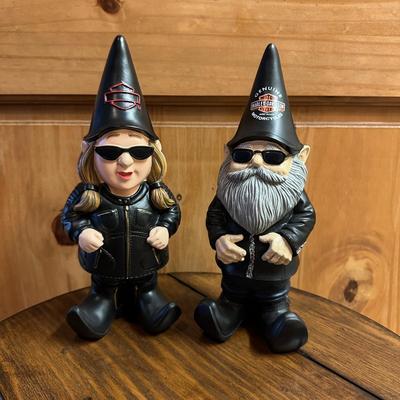 Sale Photo Thumbnail #749: Pair of Harley Davidson Gnome Figurines 11" tall